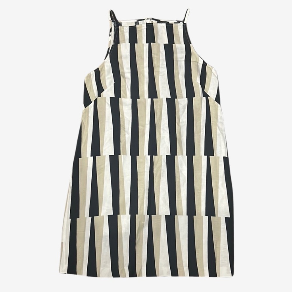 Ann Taylor Linen Blend Striped Shift Dress Women’s Size 4 Square Neck 35.5”